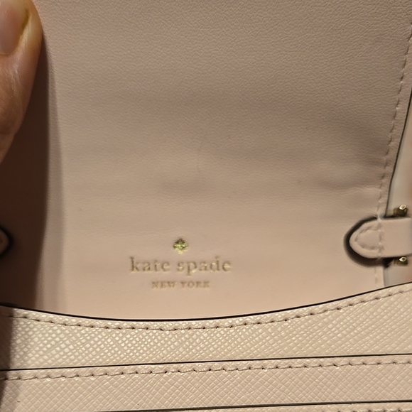 New Kate Spade Light Rose Pink Leather Crossbody Bag Gold Heart Studded - Picture 3 of 8